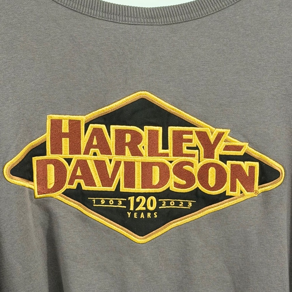 Harley‎ Davidson 120 Year Anniversary Crewneck Sweatshirt Gray 3XL Embroidered